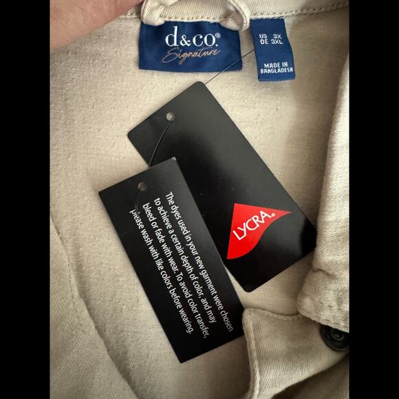 Denim & Co. Signature Color Perfect Flex Denim Jacket Stone Kacki 3X - Picture 14 of 15